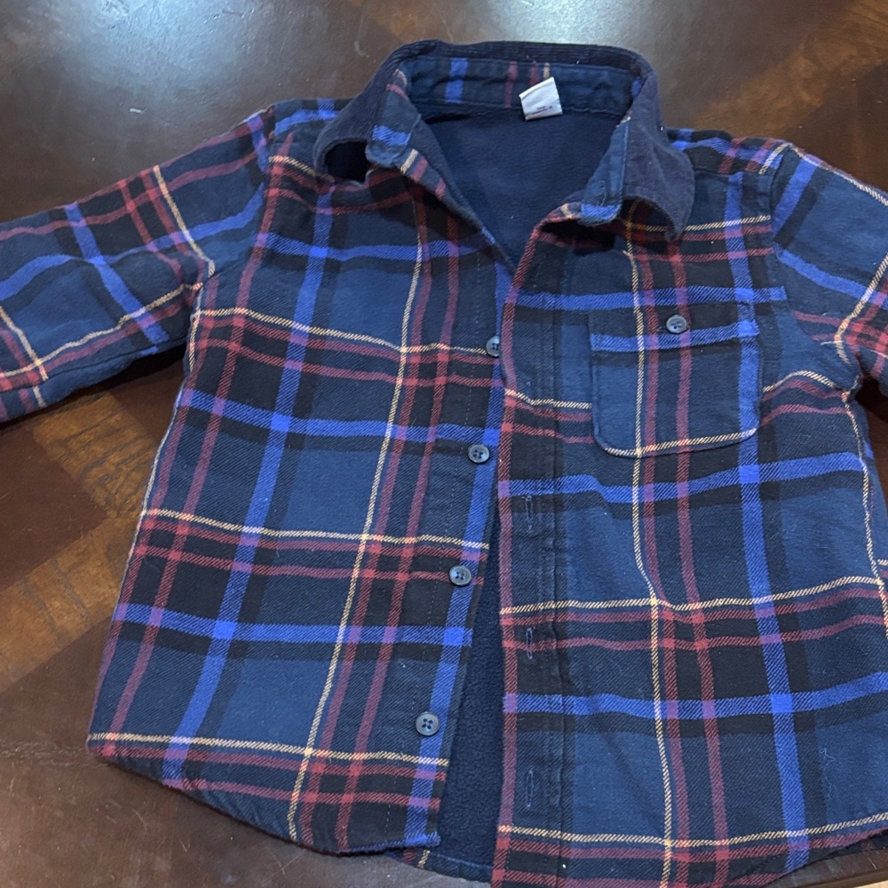 Old Navy Kids Plaid Button-Down Shirt - Navy and Red